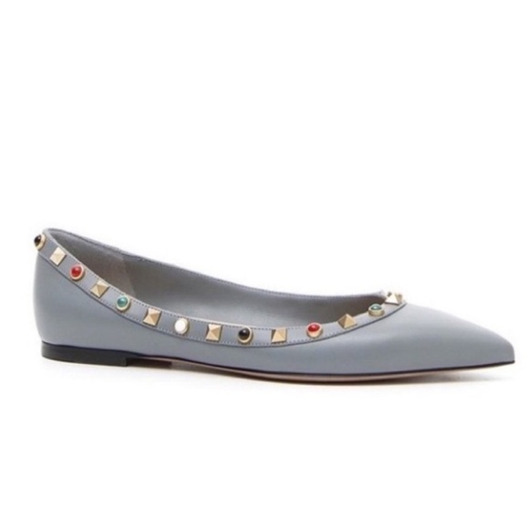 NEW VALENTINO GARAVANI Rolling Rockstud Flats in Grey Size 35.5 - Picture 1 of 10